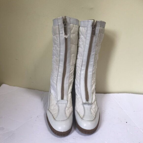 Aquatalia NEW Leather Nylon Front Zip Wedge Waterproof Winter Quilted Boots Snow - Picture 4 of 16